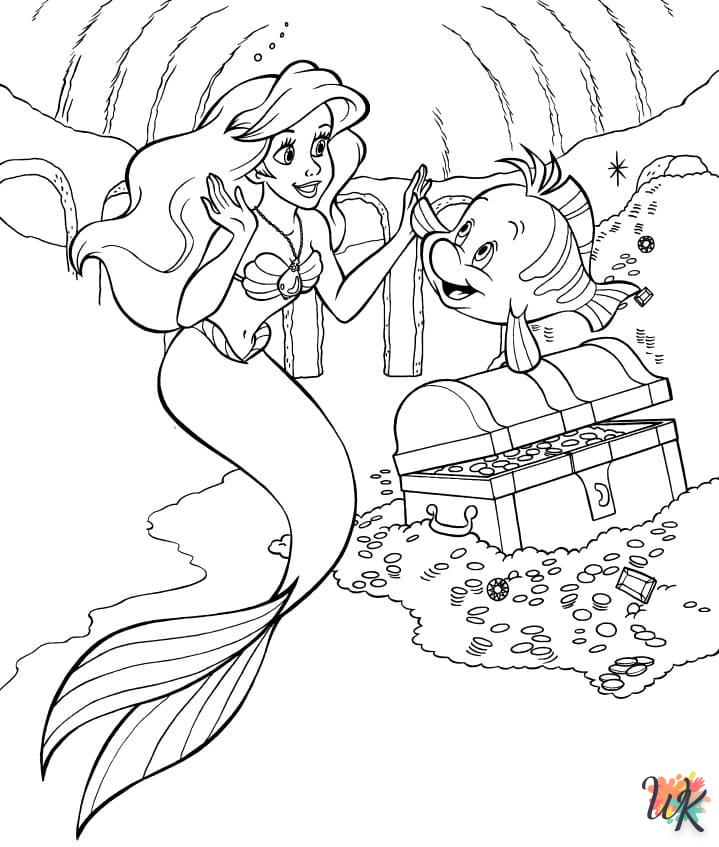 coloriage Ariel la Petite Sirène  à imprimer pour enfant de 3 ans