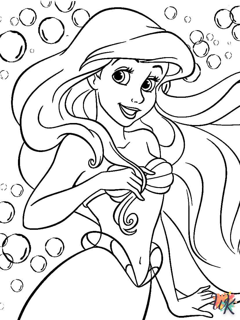 coloriage Ariel la Petite Sirène  animaux enfant a imprimer