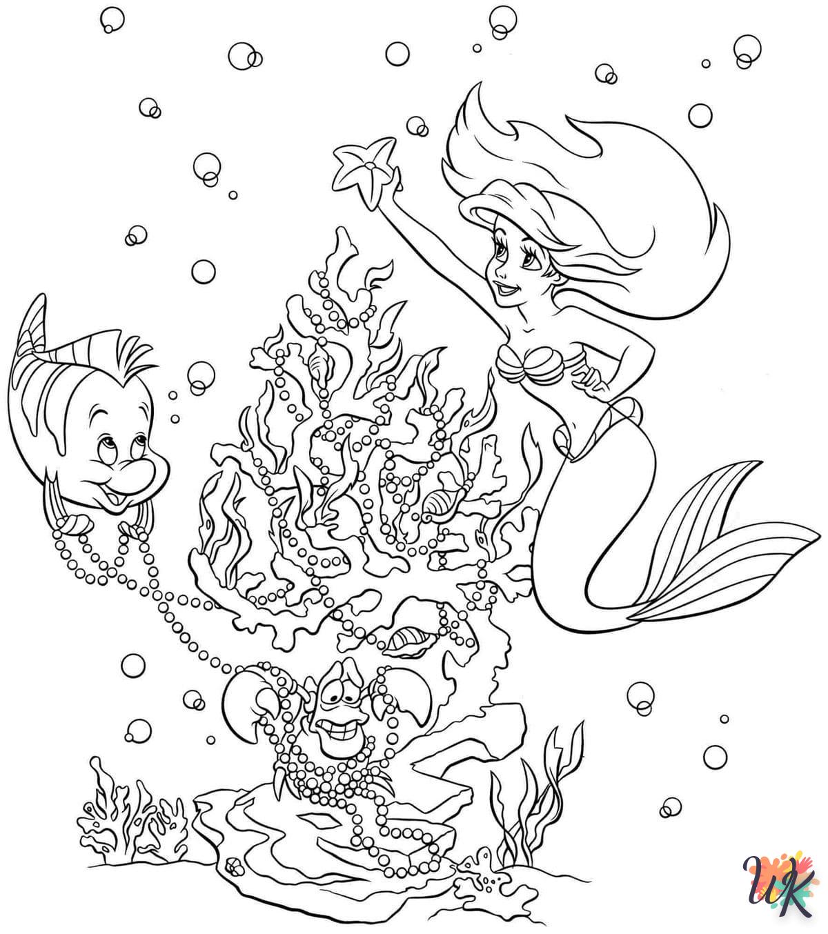 coloriage Ariel la Petite Sirène  pour enfant de 8 ans