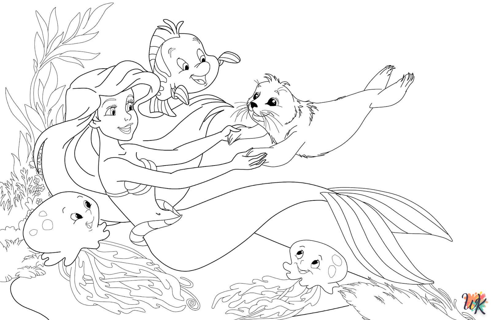 coloriage Ariel la Petite Sirène  licorne en ligne gratuit à imprimer