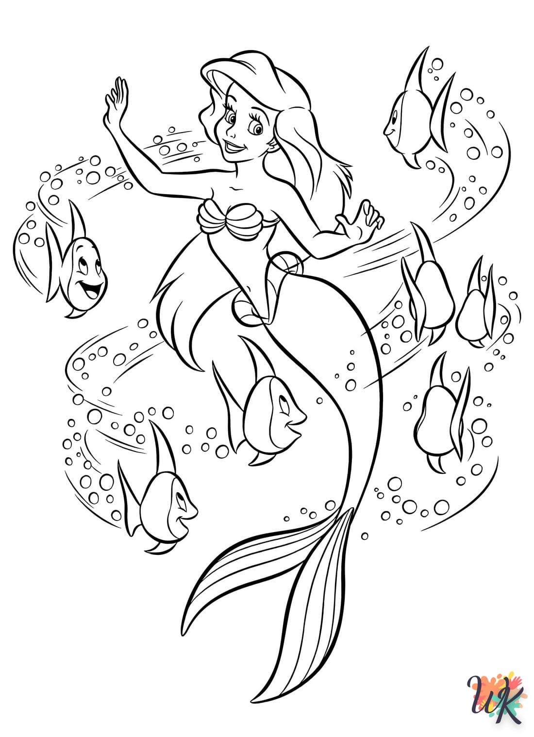 coloriage Ariel la Petite Sirène  et decoupage