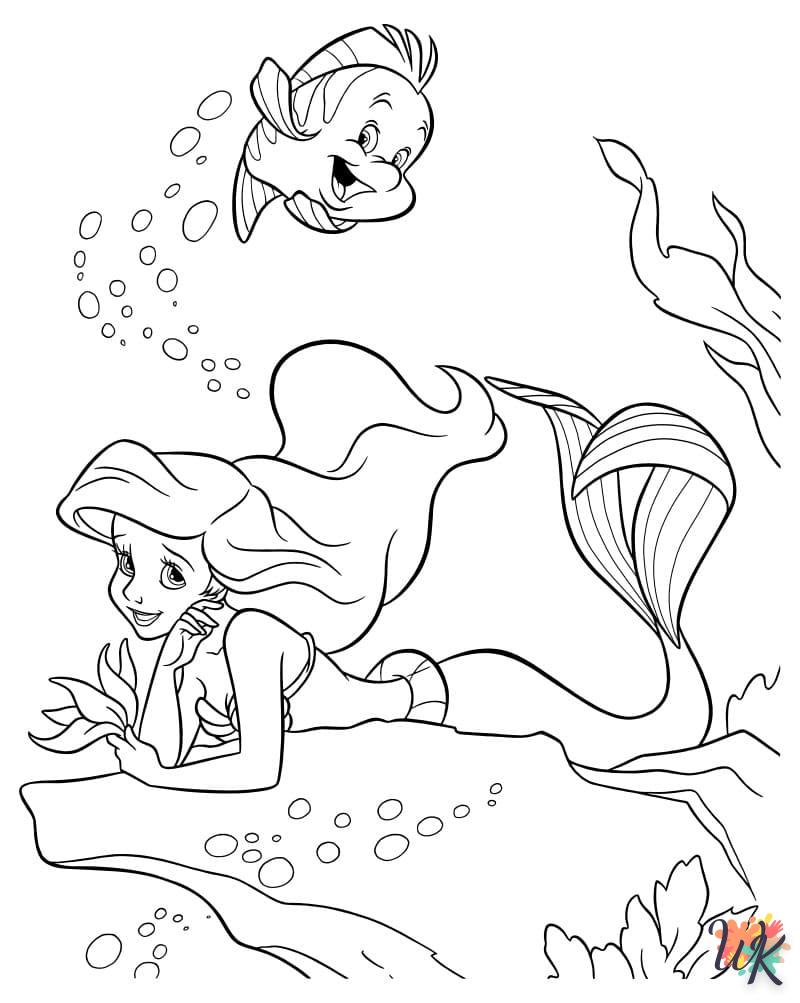 coloriage Ariel la Petite Sirène  à imprimer pour enfant de 6 ans
