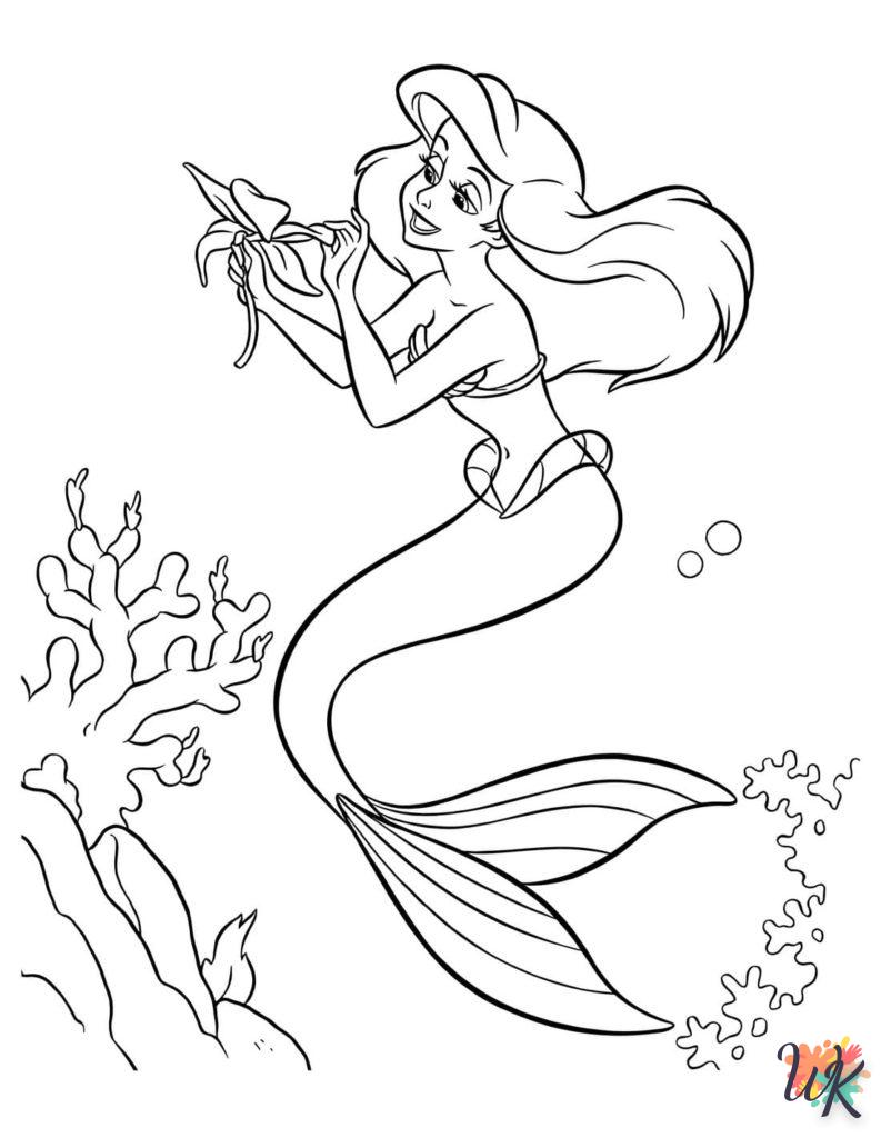 coloriage Ariel la Petite Sirène  à imprimer pour enfant de 4 ans