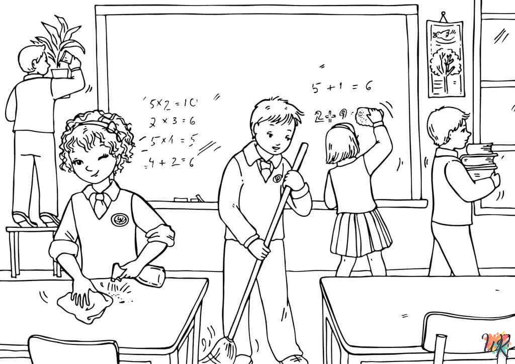 coloriage Rentrée Des Classes  et découpage à imprimer