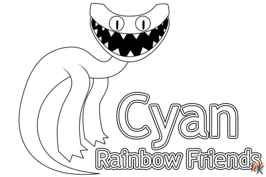 coloriage Cyan Rainbow Friends  de noël gratuit à imprimer en ligne