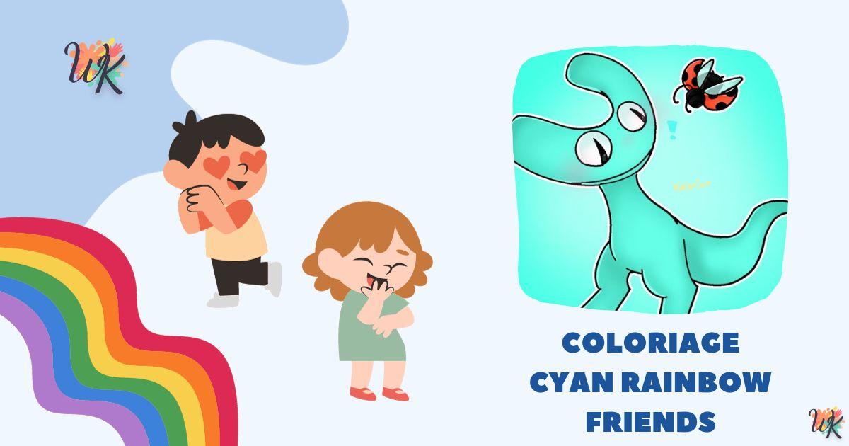 Coloriage Cyan Rainbow Friends Gratuit Imprimable.