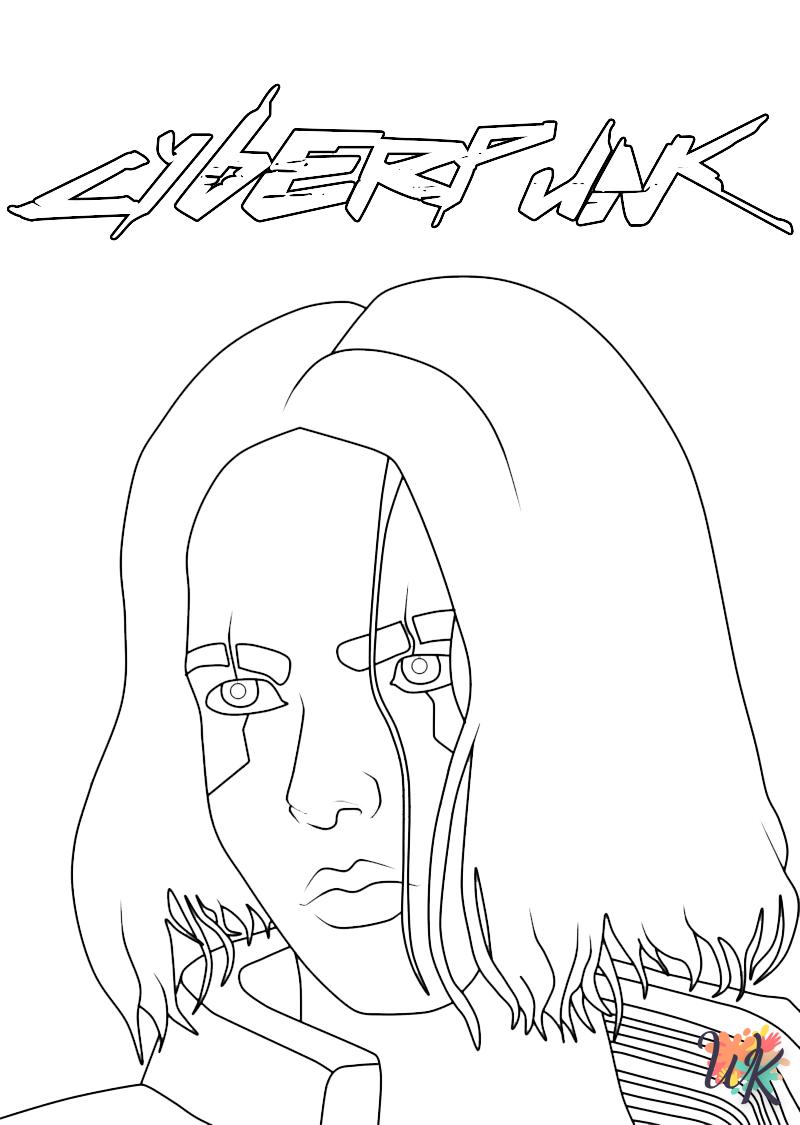 coloriage Cyberpunk 2077  enfant 5 ans à imprimer