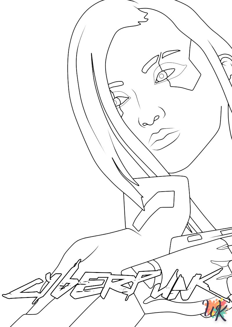 coloriage Cyberpunk 2077  enfant 7 ans a imprimer