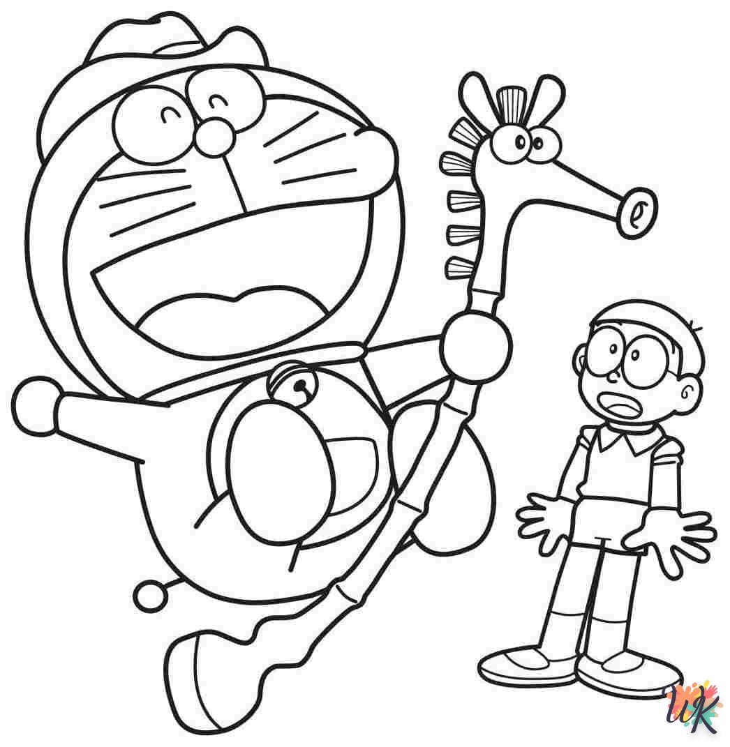 coloriage Doraemon  de noël gratuit à imprimer en ligne