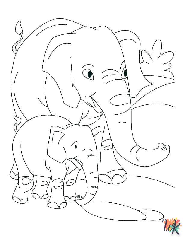 coloriage Éléphant  a imprimer pour enfant de 4 ans