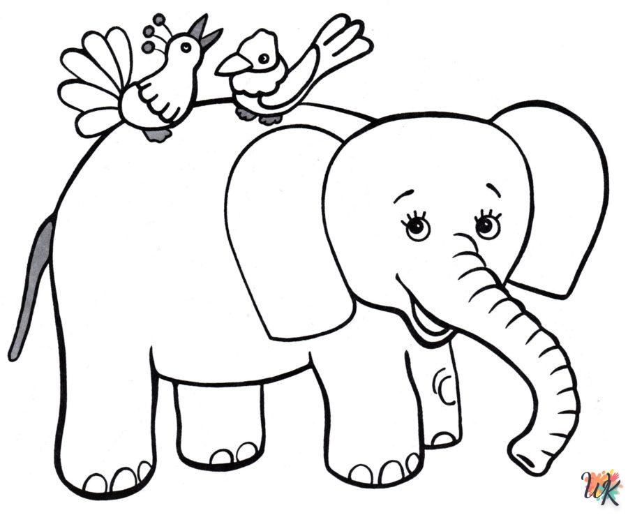 coloriage Éléphant  et decoupage