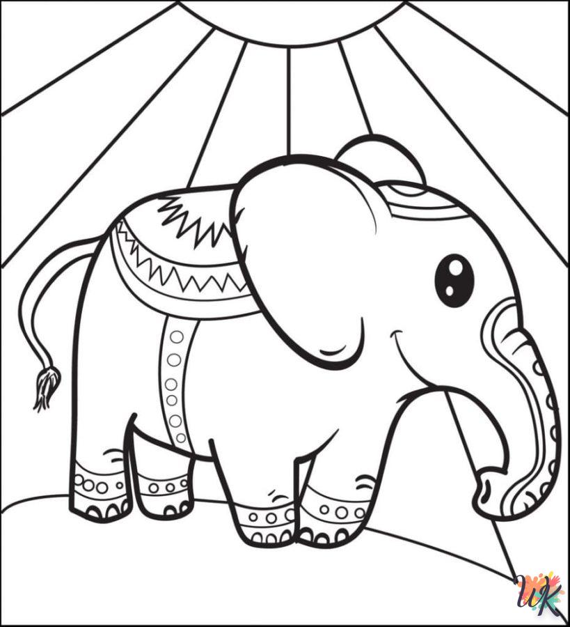 coloriage Éléphant  automne en ligne gratuit à imprimer