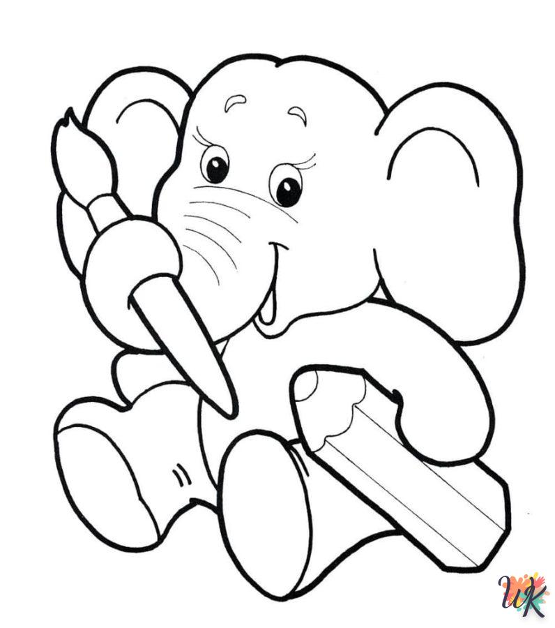 coloriage Éléphant  7 ans en ligne gratuit à imprimer