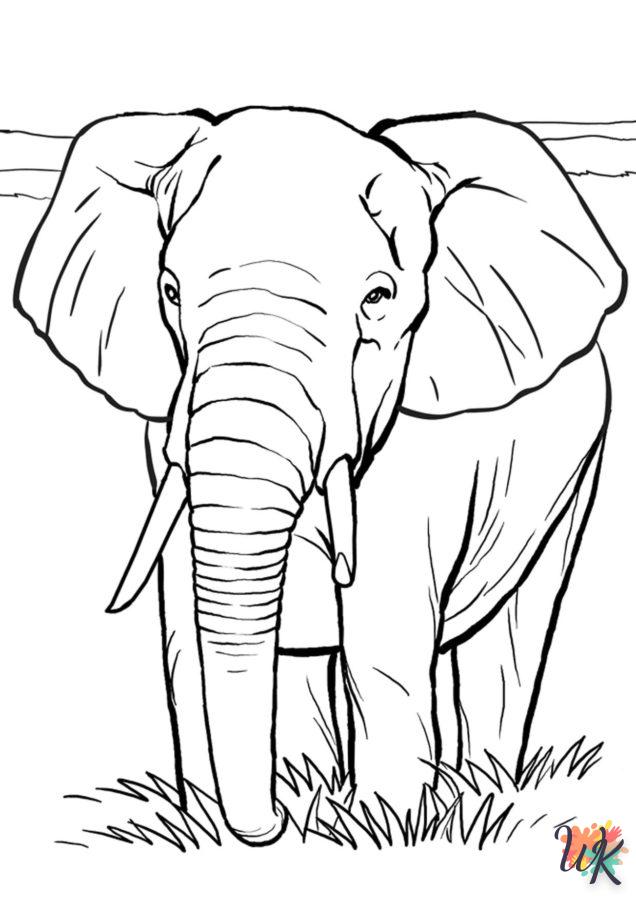 coloriage Éléphant  automne en ligne gratuit à imprimer