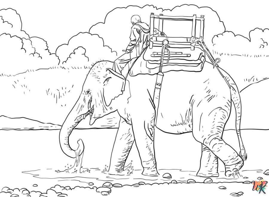 coloriage Éléphant  7 ans en ligne gratuit à imprimer