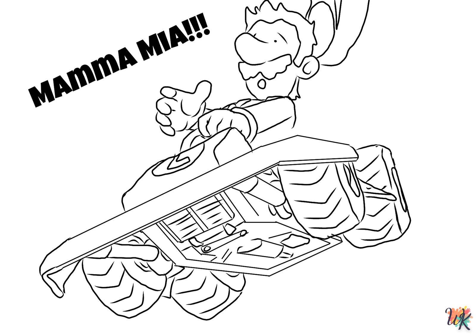 coloriage Mario Kart  de noël gratuit à imprimer en ligne