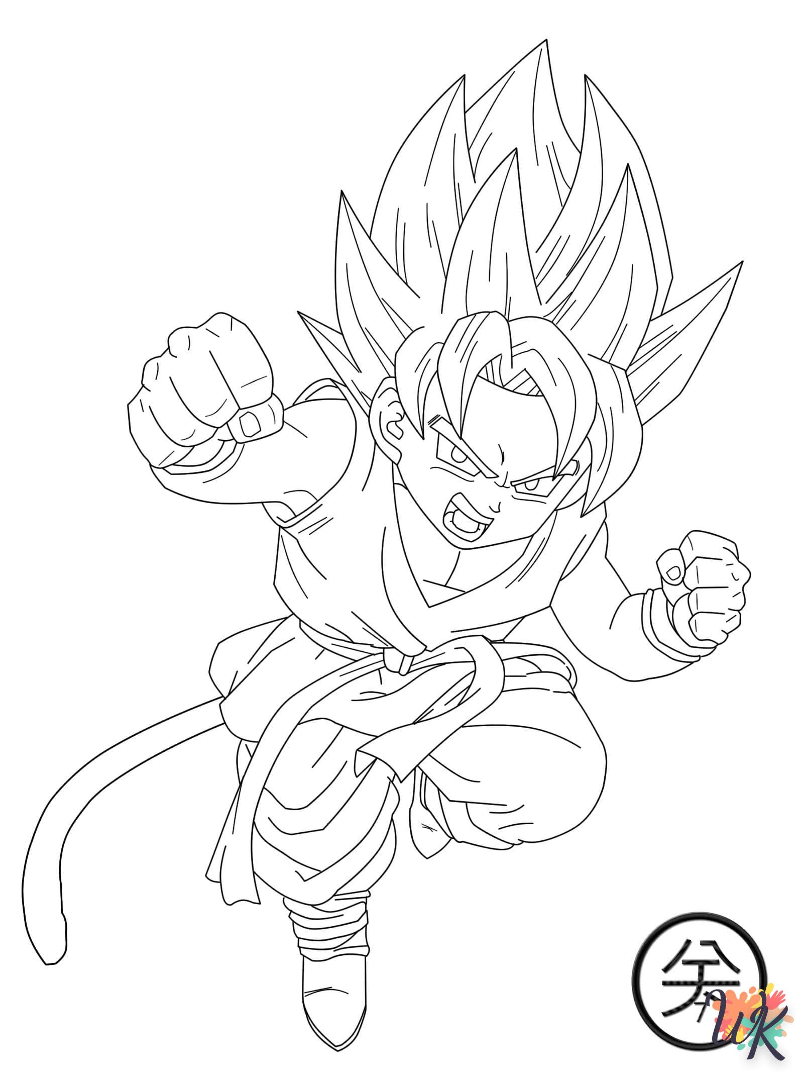 coloriage Super Saiyan  enfant à imprimer