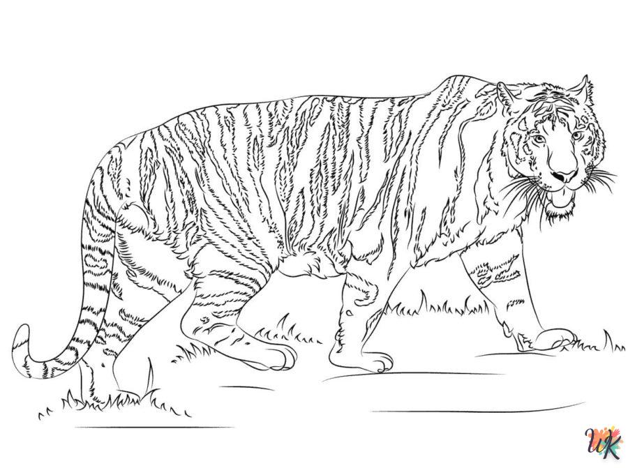 coloriage Tigre  automne en ligne gratuit à imprimer