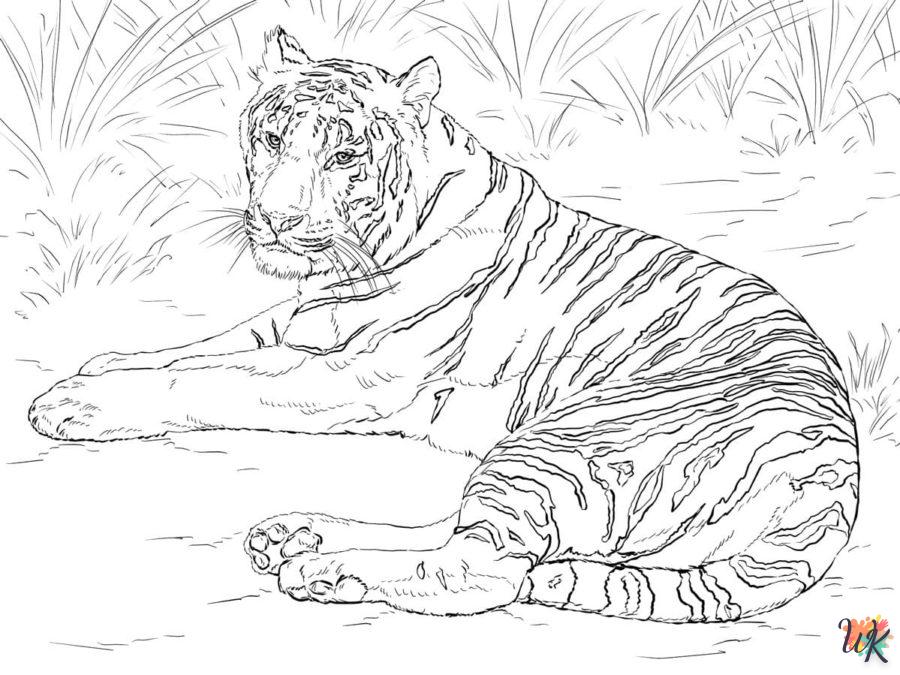 coloriage Tigre  à imprimer kawaii