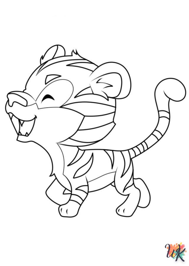 coloriage Tigre  de noël gratuit à imprimer en ligne