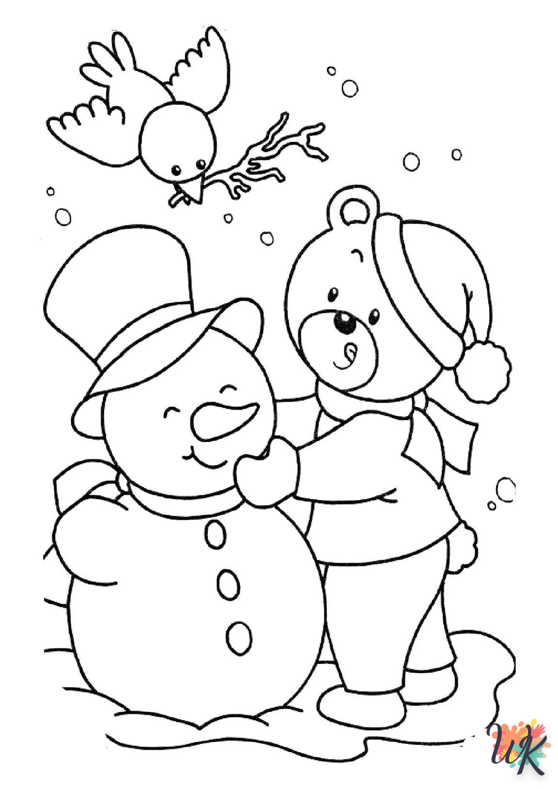 coloriage Bonhomme De Neige  pour enfants à imprimer