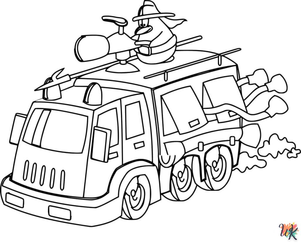 coloriage Camion de Pompier  en ligne gratuit