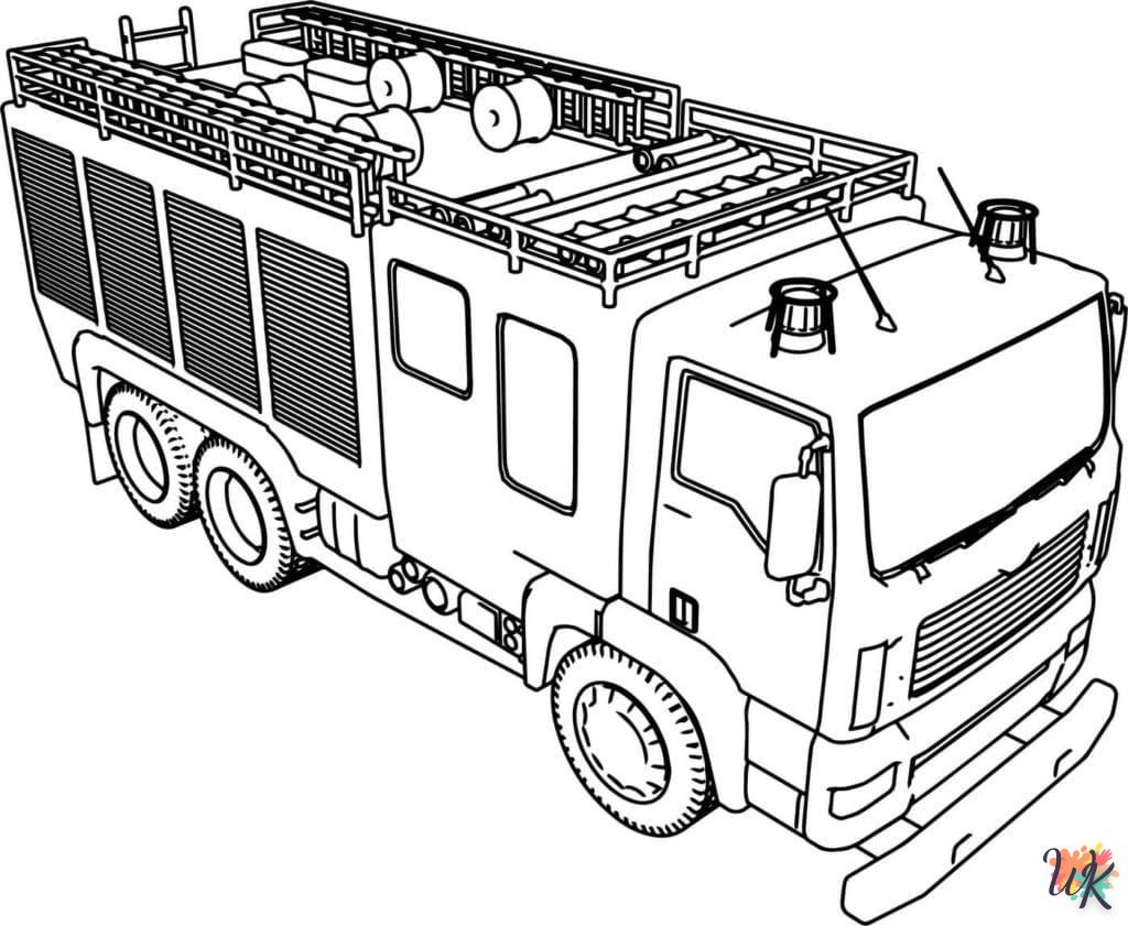 coloriage Camion de Pompier  animaux enfant a imprimer