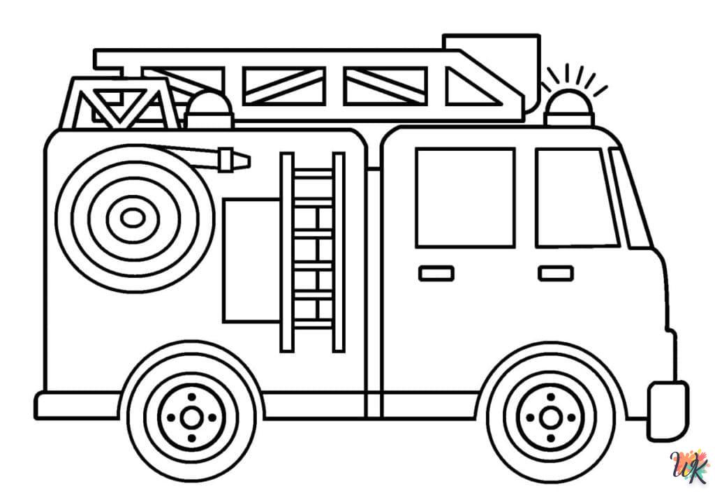 coloriage Camion de Pompier  pour enfant de 2 ans