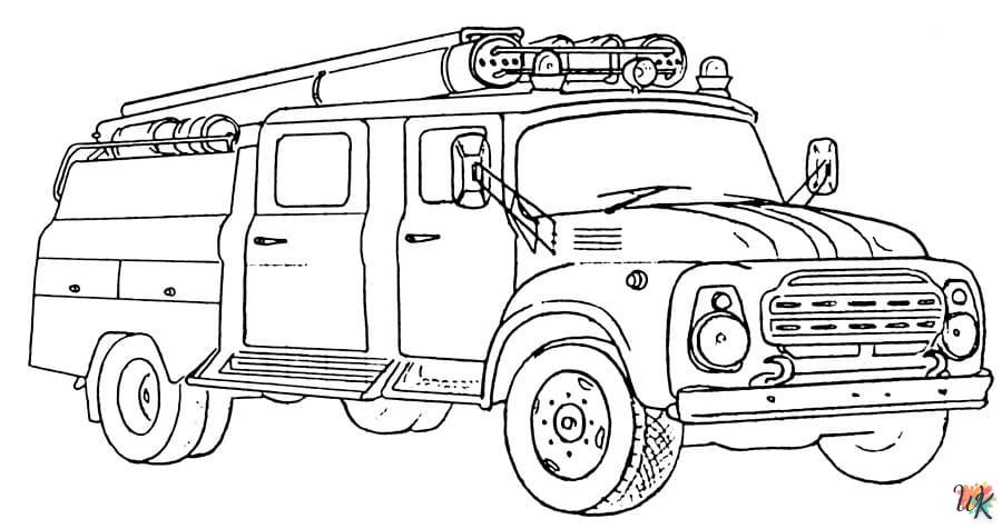 coloriage Camion de Pompier  en ligne maternelle