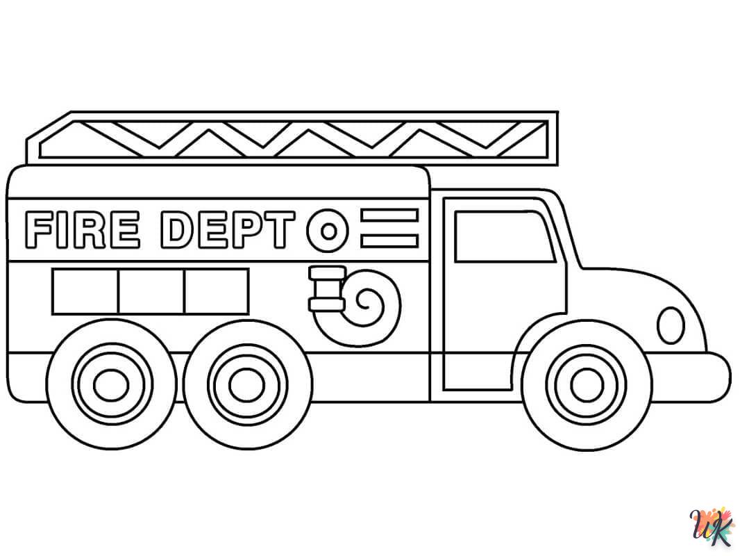 coloriage Camion de Pompier  pour enfant de 3 ans