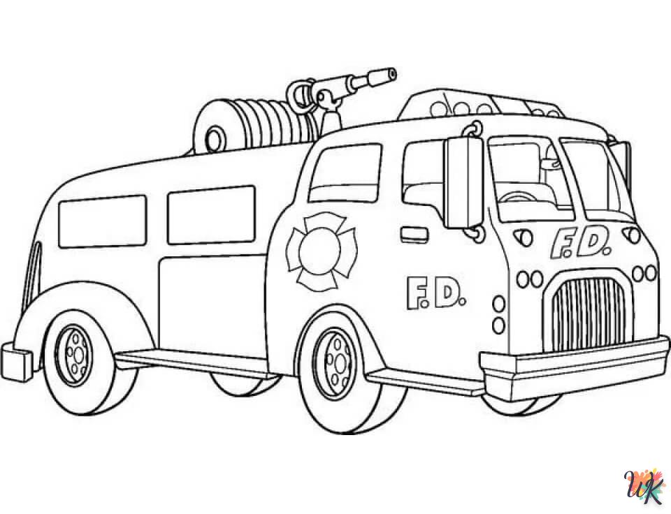 coloriage Camion de Pompier  automne en ligne gratuit à imprimer