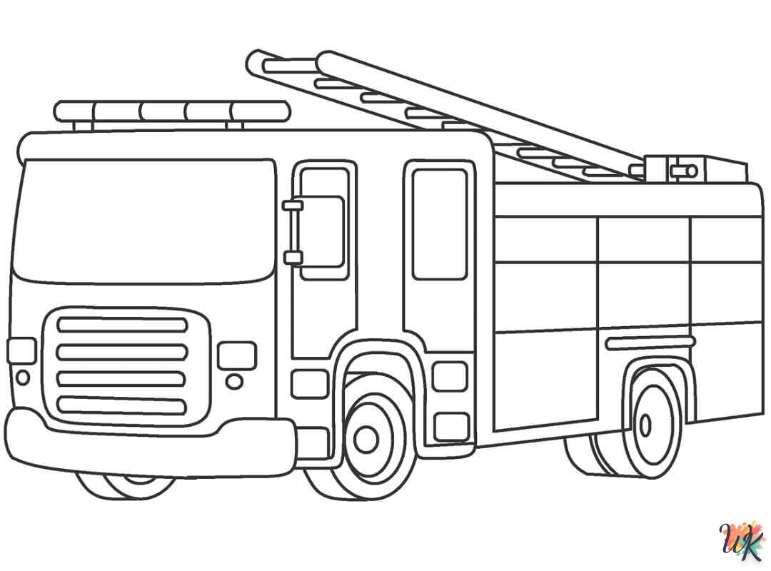 coloriage Camion de Pompier  enfant 7 ans a imprimer