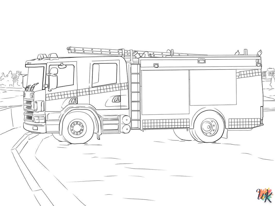 coloriage Camion de Pompier  pour lutter contre le stress