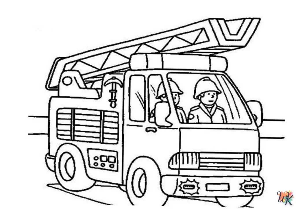 coloriage Camion de Pompier  pour enfant de 8 ans