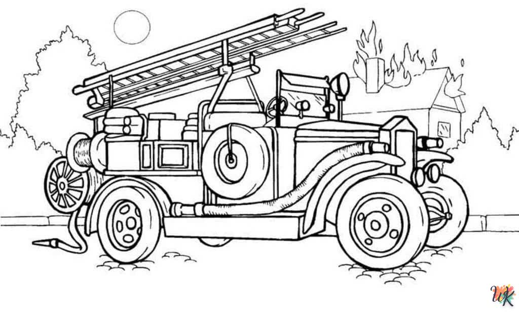 coloriage Camion de Pompier  pour enfant de 8 ans