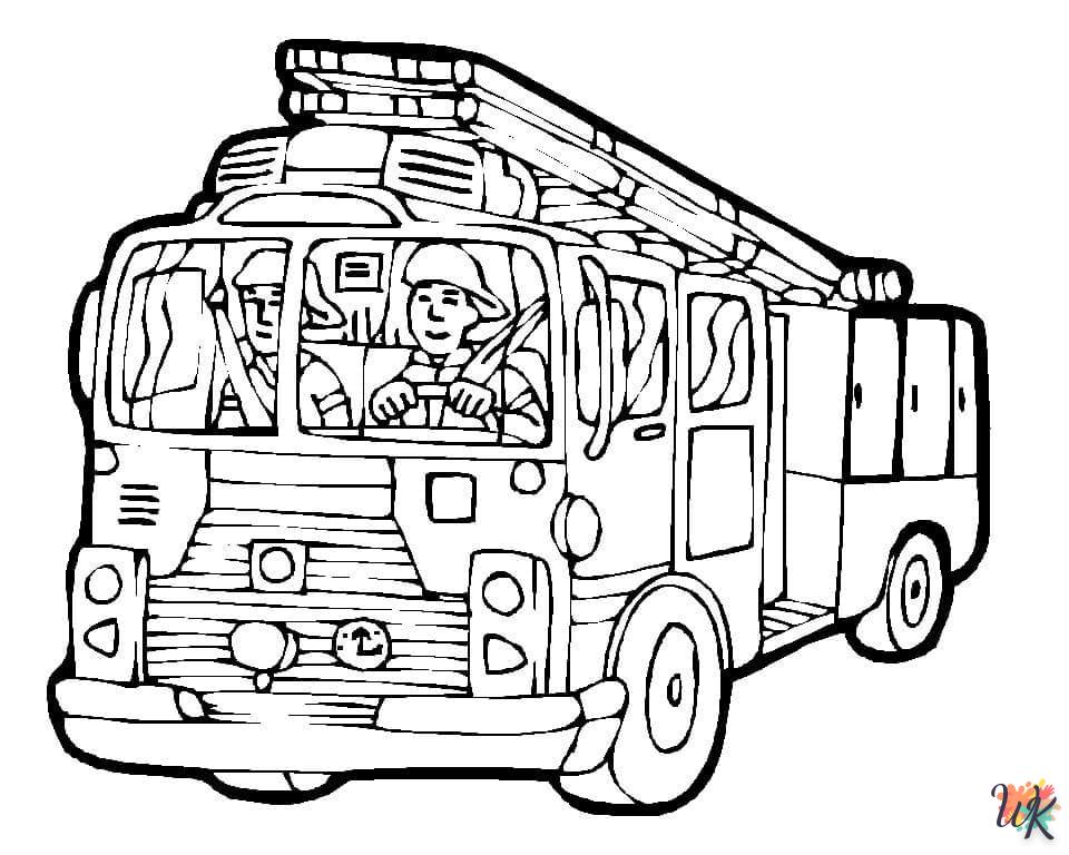 coloriage Camion de Pompier  enfant 5 ans à imprimer