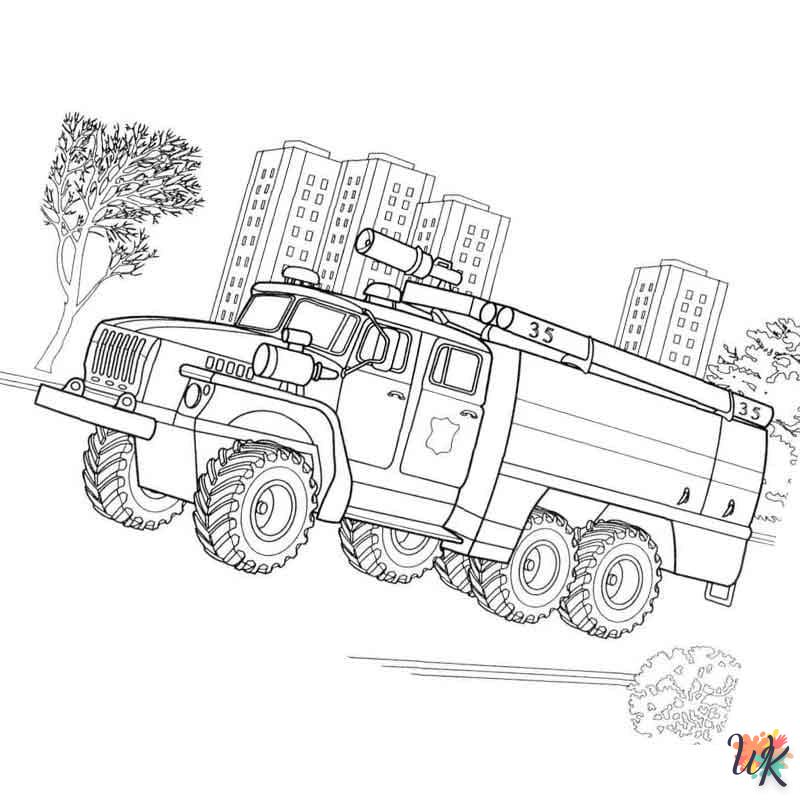 coloriage Camion de Pompier  pour enfants à télécharger