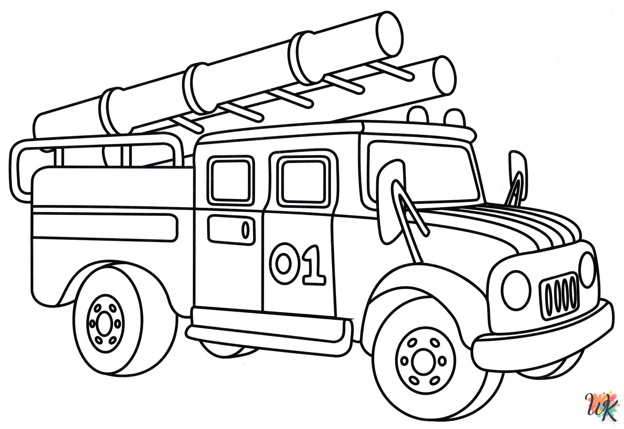 coloriage Camion de Pompier  à colorier en ligne gratuit