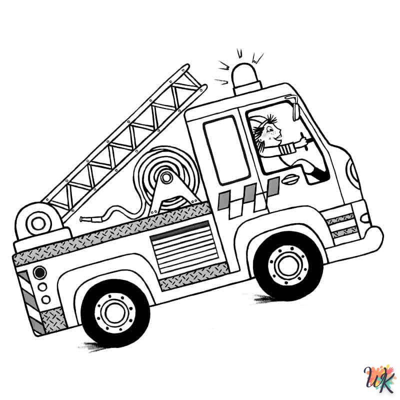 coloriage Camion de Pompier  bebe à imprimer