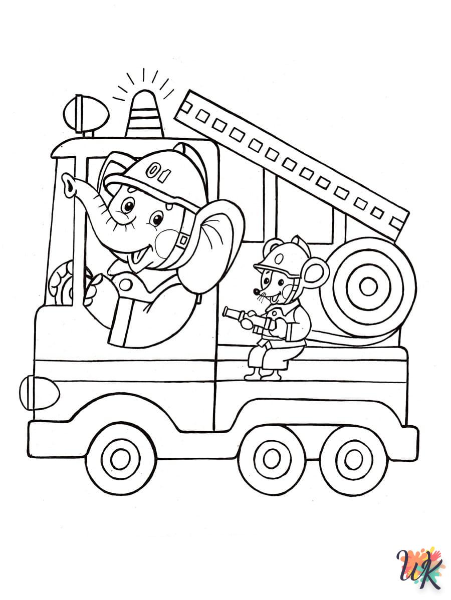 coloriage Camion de Pompier  pour enfant