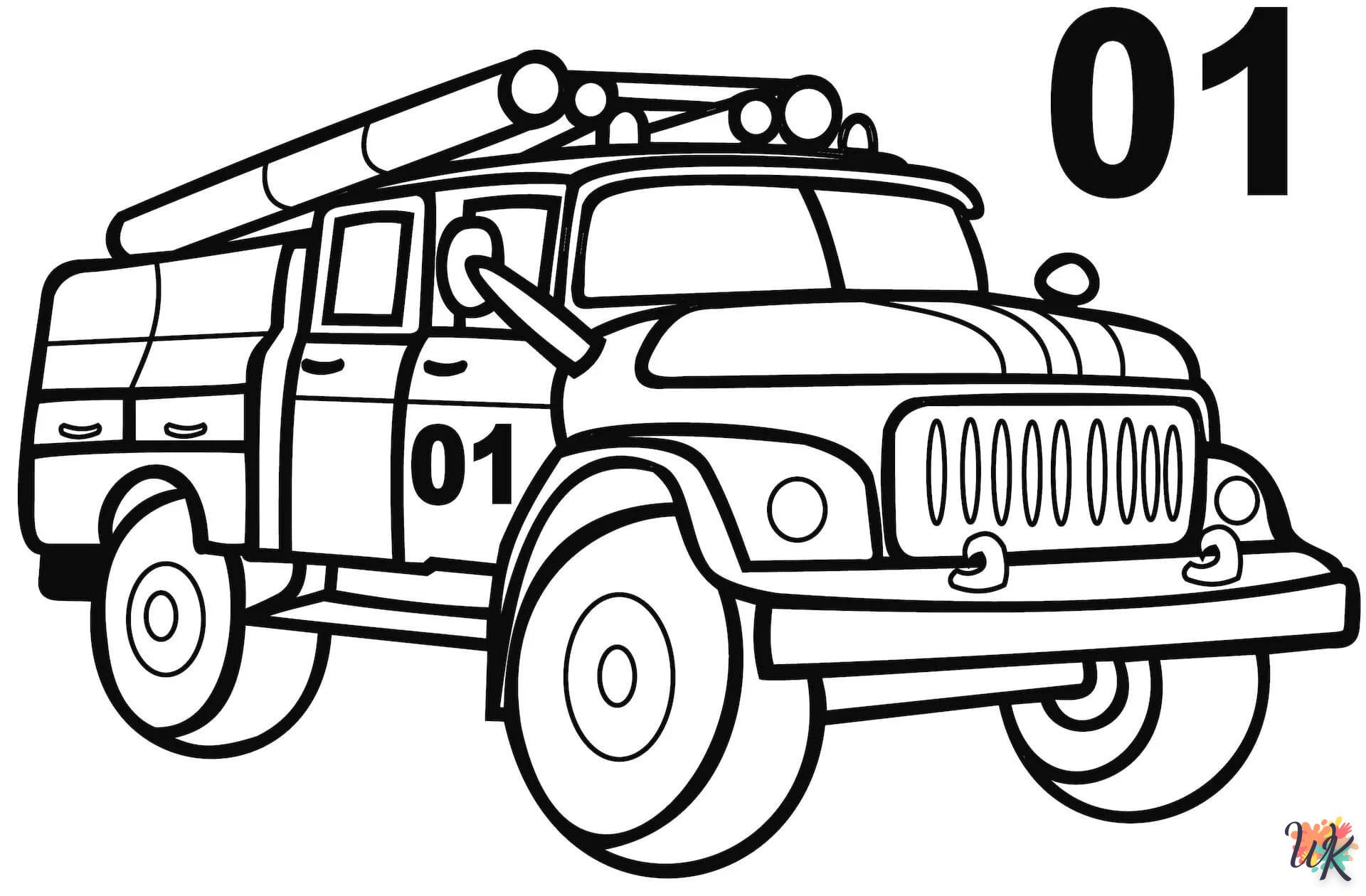 coloriage Camion de Pompier  à colorier en ligne gratuit