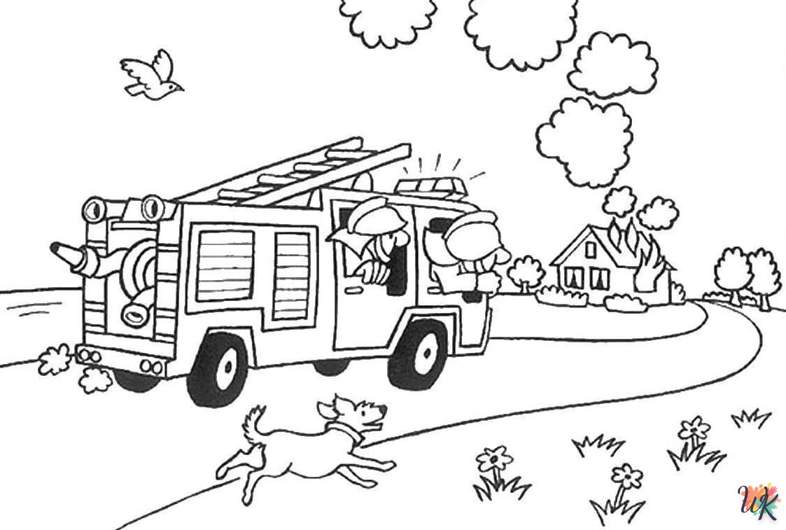 coloriage Camion de Pompier  enfant 6 ans à imprimer