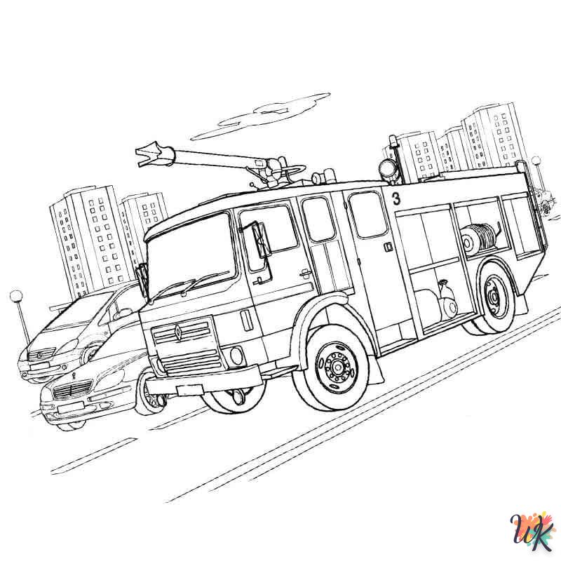 coloriage Camion de Pompier  animaux enfant a imprimer