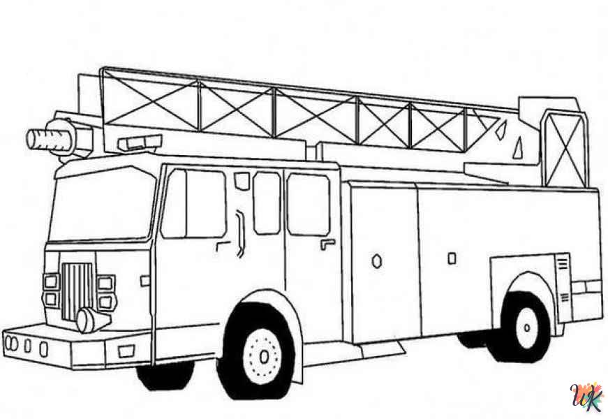 coloriage Camion de Pompier  à imprimer pour enfant de 4 ans