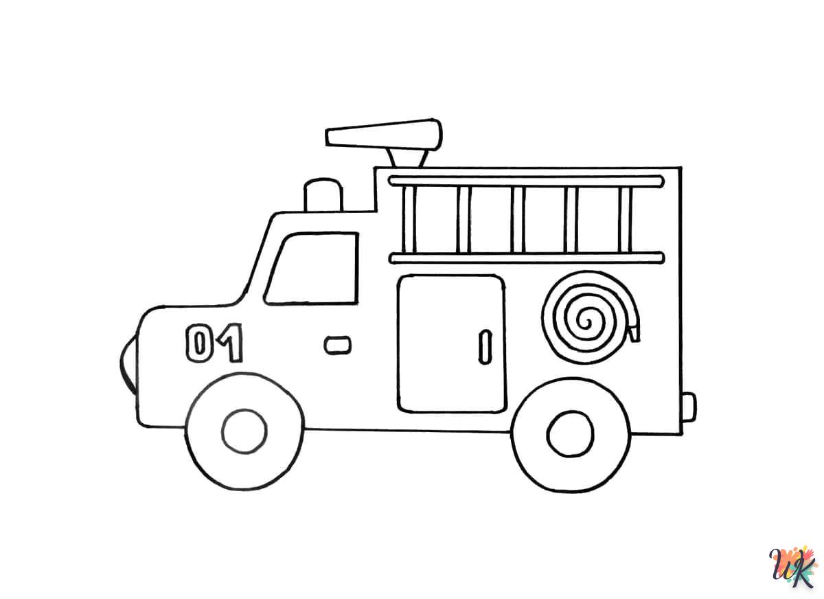 coloriage Camion de Pompier  pour enfant de à imprimer