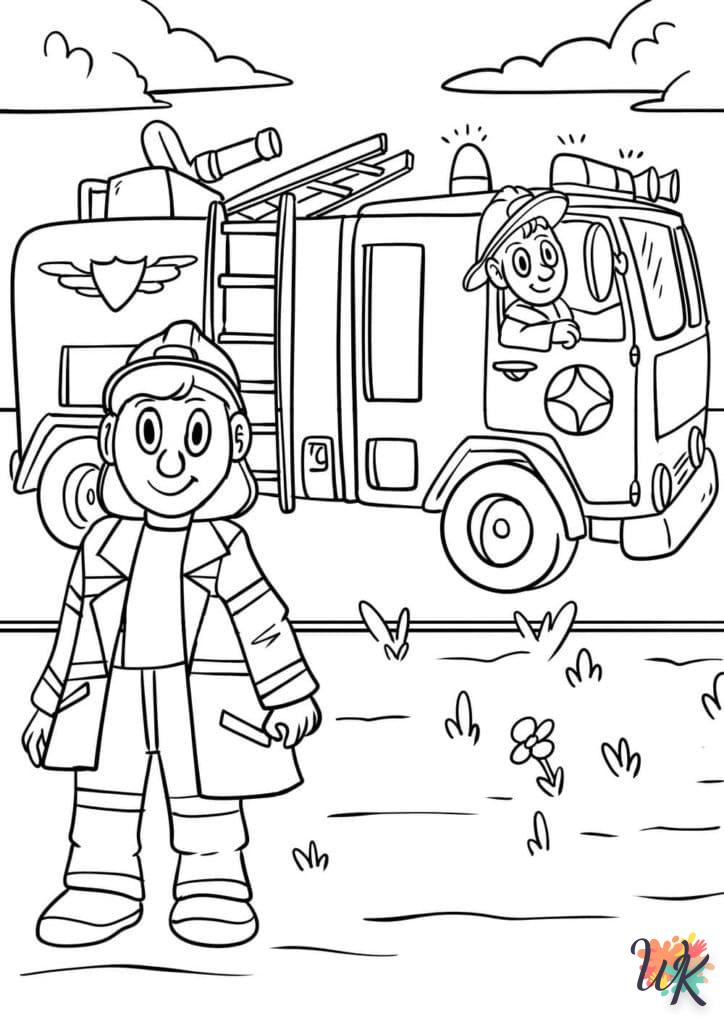 coloriage Camion de Pompier  en ligne 8 ans