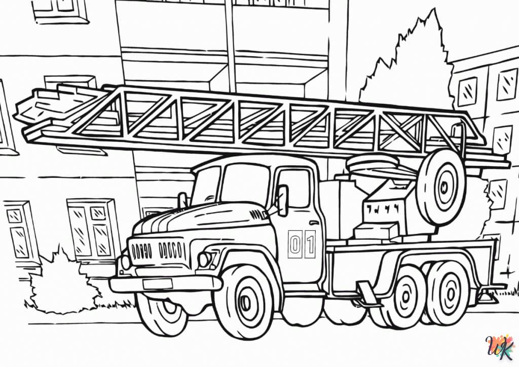 coloriage Camion de Pompier  a imprimer enfant 6 ans