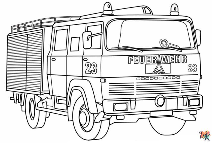 coloriage Camion de Pompier  pour enfant de 3 ans