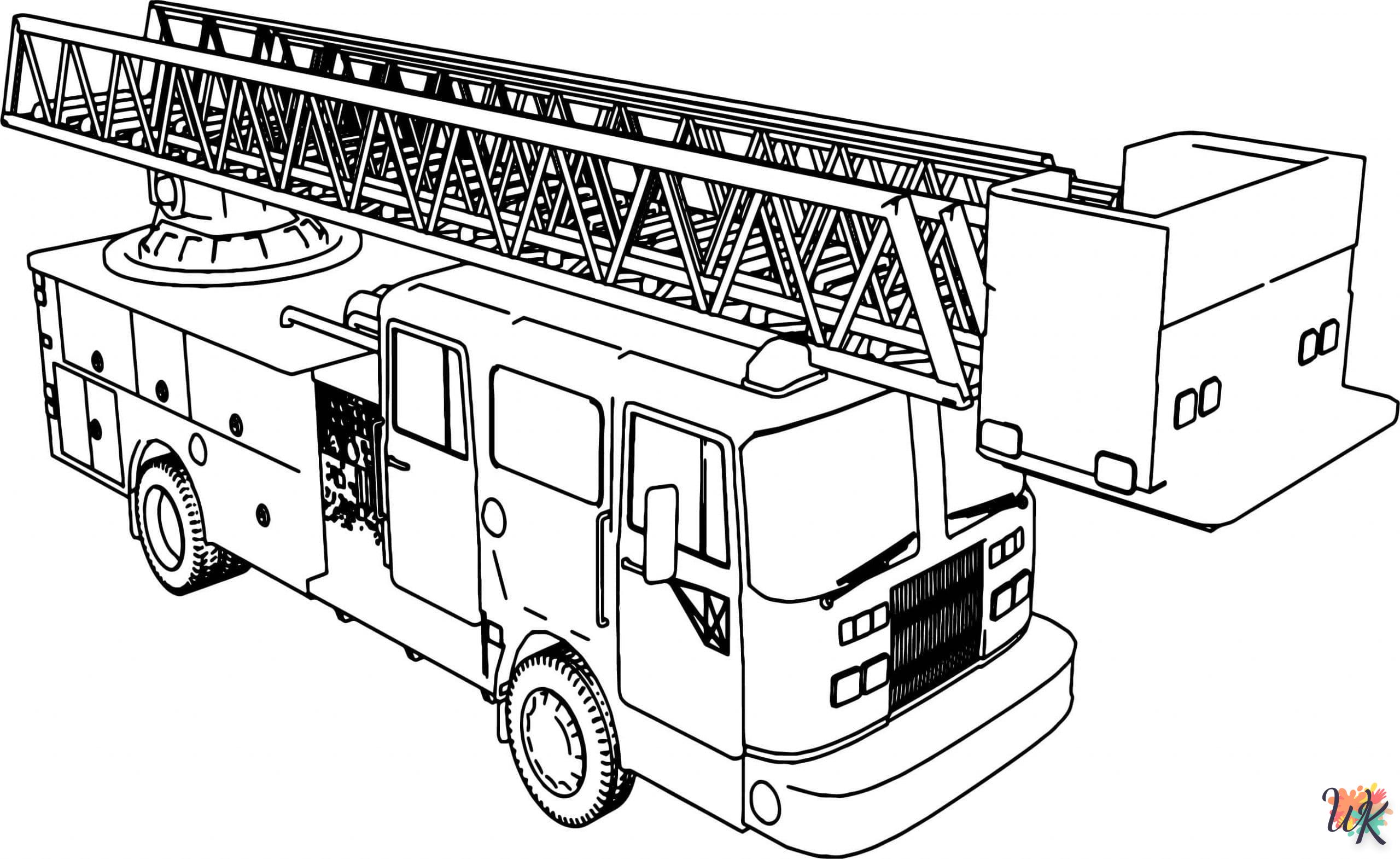 coloriage Camion de Pompier  et découpage à imprimer