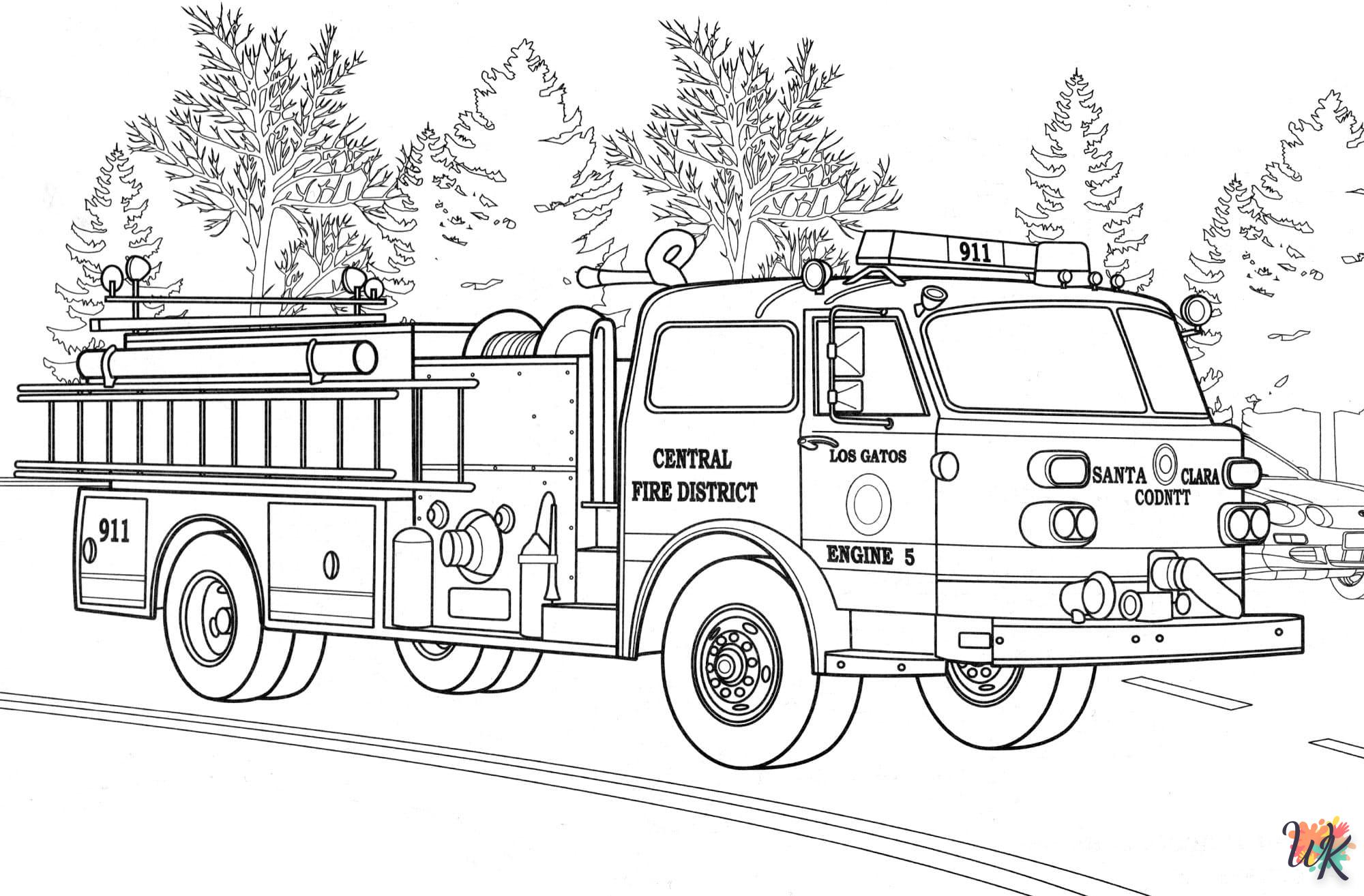 coloriage Camion de Pompier  a dessiner en ligne